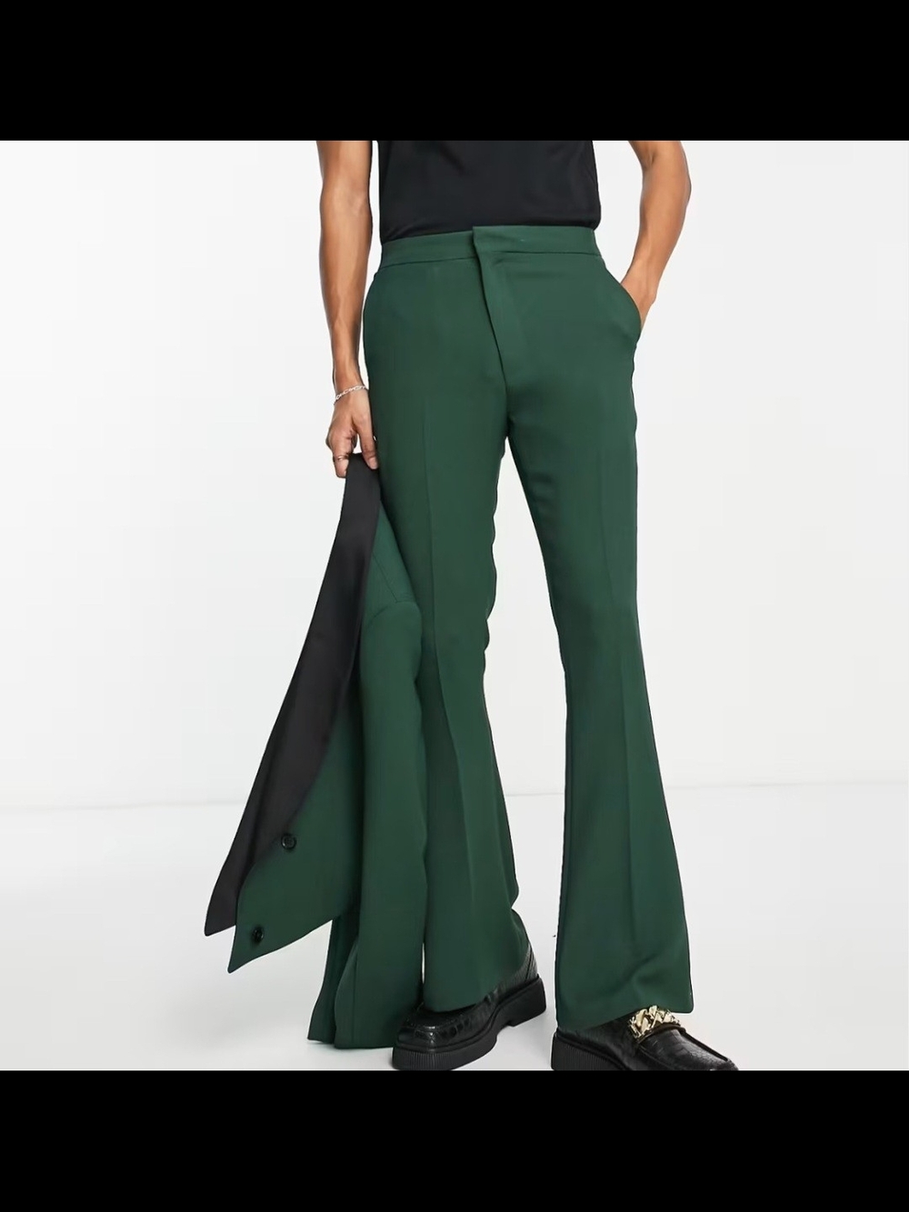 Asos Design Men's Skinny Flare Suit Pants Tailored Forest Green 28x30